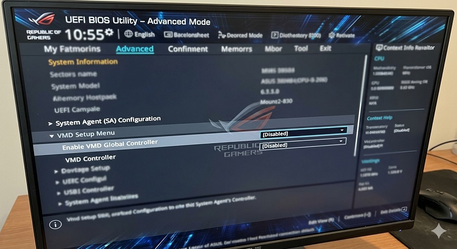 主板BIOS中关闭Intel VMD模式解决固态硬盘不识别示例图