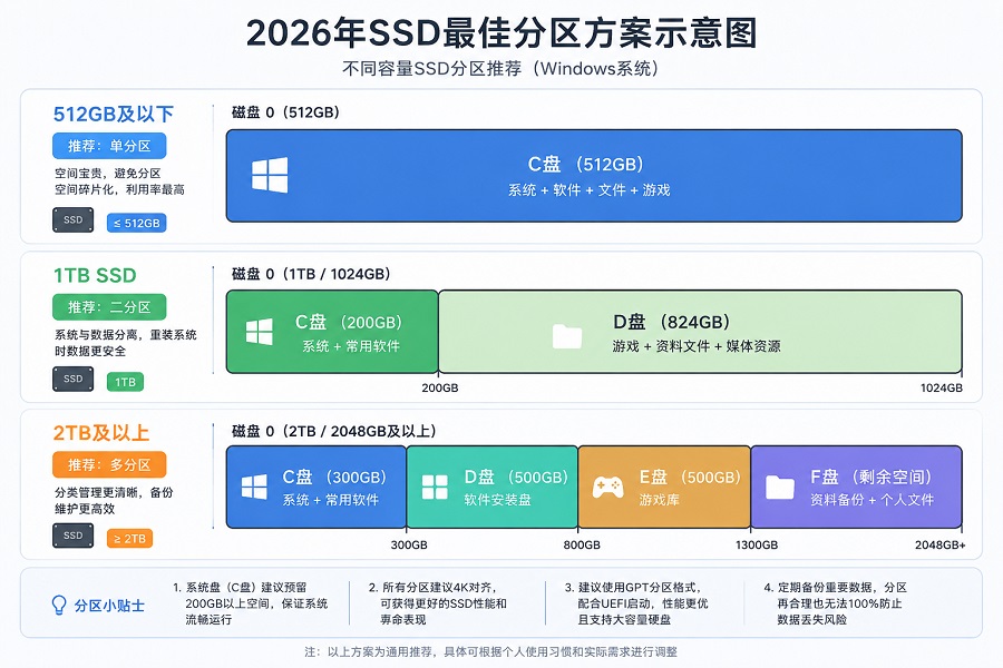 SSD系统盘与数据盘分区方案