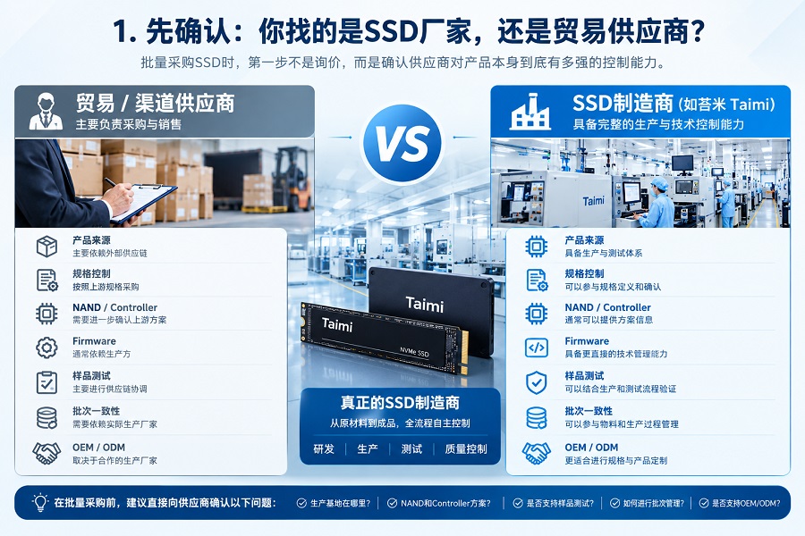 SSD制造商与贸易供应商在生产控制能力上的区别