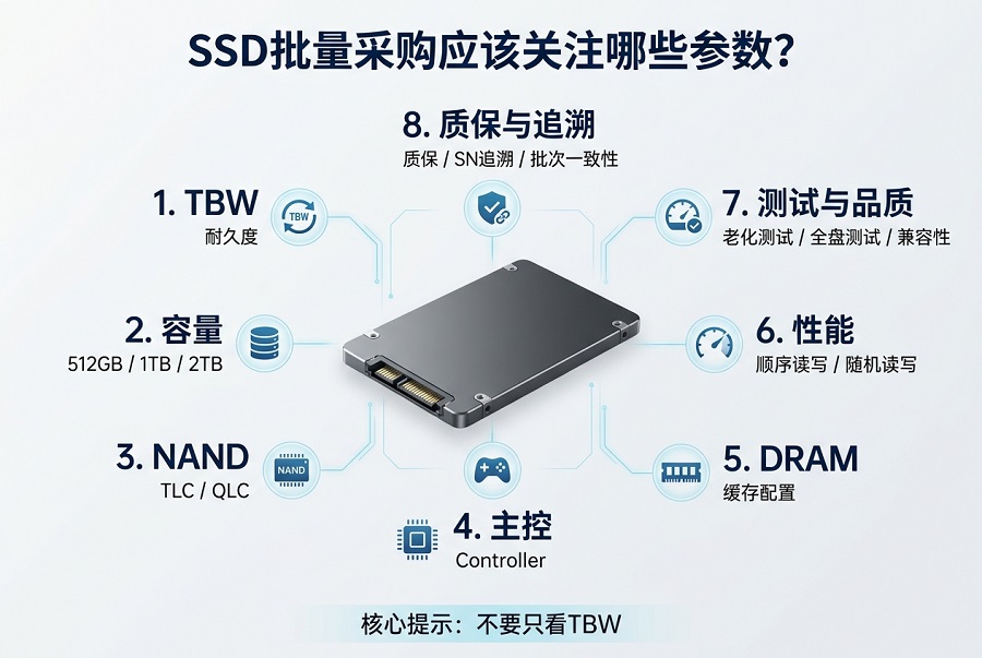 SSD批量采购需要关注的TBW、NAND、主控、DRAM和质量指标