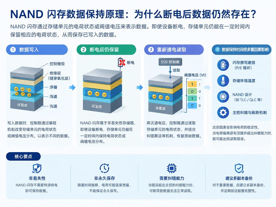 NAND flash memory data retention after power loss