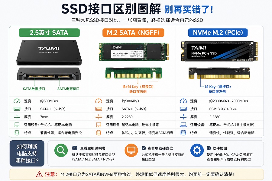 Win10升级SSD教程 SATA、M.2 SATA和NVMe接口区别